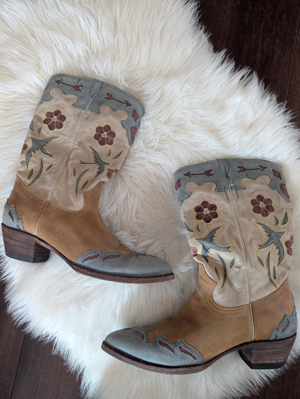Rare Montana Vintage Bluebird Cowboy Cowgirl Western Boots Old Gringo Size 11